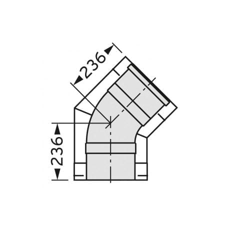 Vaillant - Bogen 45 Grad DN 300/200 Edelstahl für Abgassystem Fassade DN 200