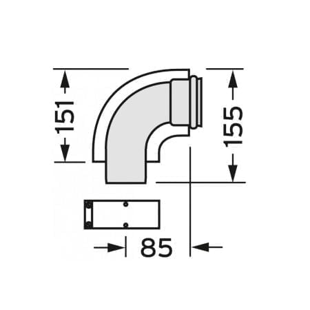 Vaillant - Bogen 90 Grad turboTEC Luft-/Abgasführung, Alu, 60/100 mm