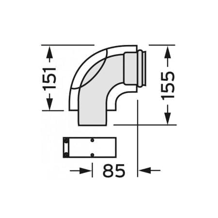 Vaillant - Revisionsbogen 90 Grad turboTEC konzentr. Alu, 60/100mm, m. Reinigungsd.